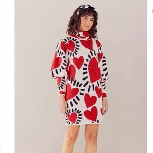 Farm Rio Heart Sweater Dress